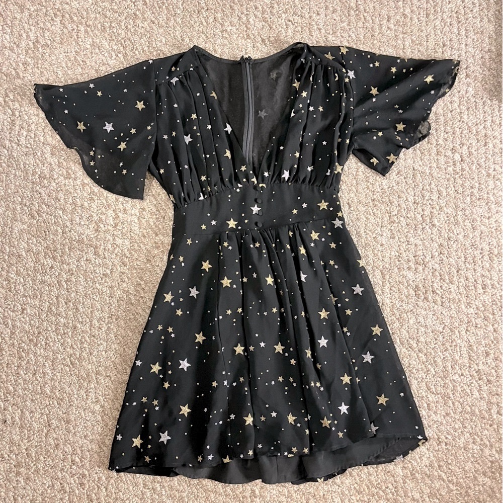 Privacy Please Black Flutter Sleeve Mini Dress